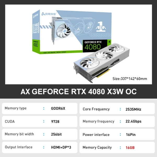 USED AX GAMING RTX 4070 RTX 4080 RTX 4060 TI  Graphic Card GDDR6X 256Bit HDMI 2.1 16Pin Gaming GPU Video Cards placa de vídeo - Image 5