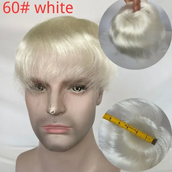 Pwigs1B80Thin Skin PU Bald Spot European Hair Patchesfor Crown Area Toupee For Men 8cm * 8cm Hair Piece Hair Replacement System - Image 8