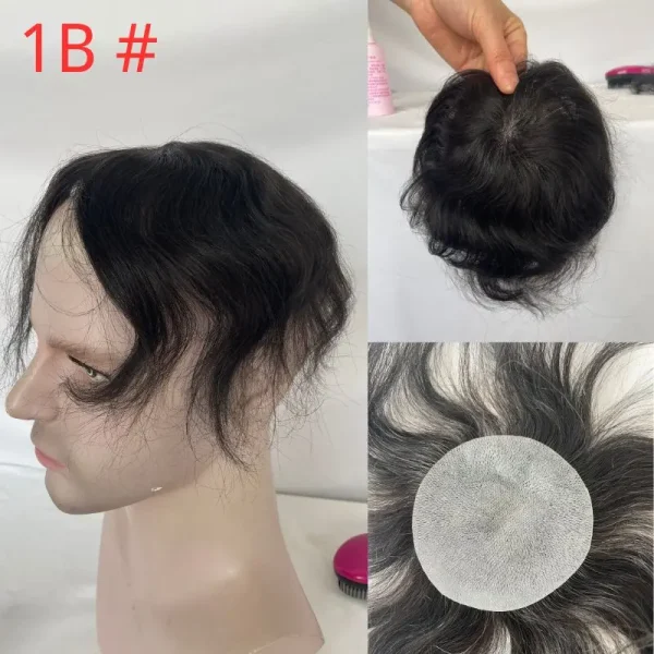 Pwigs1B80Thin Skin PU Bald Spot European Hair Patchesfor Crown Area Toupee For Men 8cm * 8cm Hair Piece Hair Replacement System - Image 16