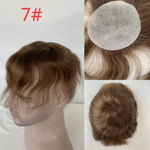 Pwigs1B80Thin Skin PU Bald Spot European Hair Patchesfor Crown Area Toupee For Men 8cm * 8cm Hair Piece Hair Replacement System - Image 13