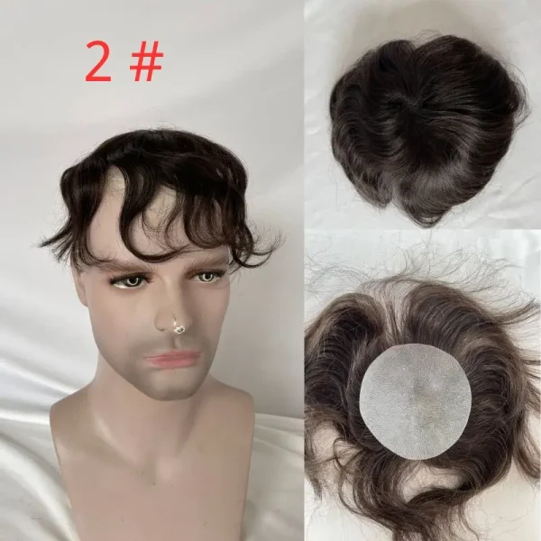 Pwigs1B80Thin Skin PU Bald Spot European Hair Patchesfor Crown Area Toupee For Men 8cm * 8cm Hair Piece Hair Replacement System - Image 9