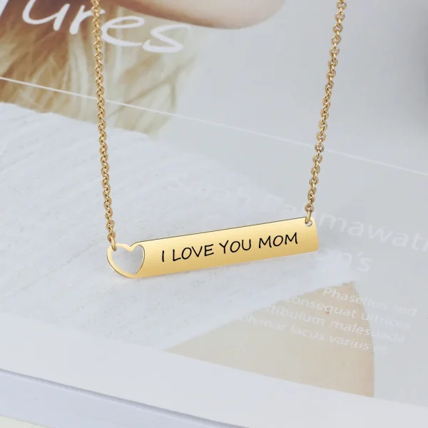 Personalized Engraved Name Bar Necklace Gold/Rose Gold Color Stainless Steel Custom Nameplate Pendant Anniversary Gift for Women - Image 21