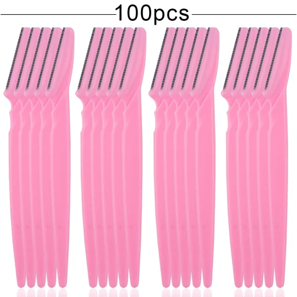 100PCS Eyebrow Shaper Portable Shaver Eye Brow Trimmer Shaping Scissors Cutter Woman Face Blade Shaper Hair Remover Makeup Tool - Image 8