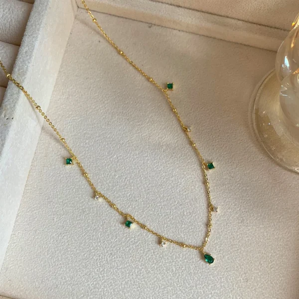 Green Zircon Pendant Necklace Women Simple Temperament Exquisite Gold Silver Color Clavicle Chain Necklace Fashion Jewelry Gifts - Image 15