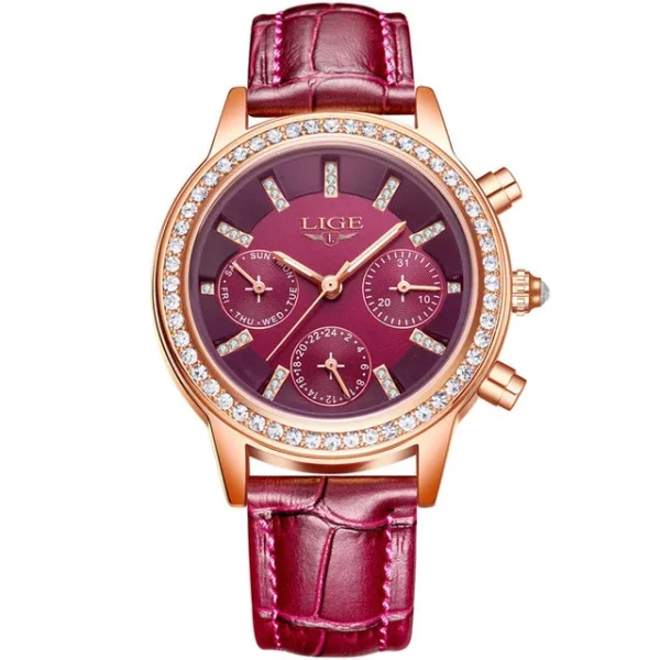 2023 LIGE Brand SUNKTA Women Watches Fashion leather Ladies Quartz Watch TOP Brand Luxury Dial Simple Rose Gold Women Watches - Image 14