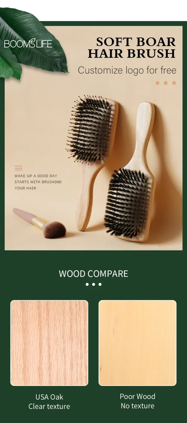 Boar Bristle HairBrush Wood Hair Brush Peine OAK Wood Combs for Women Barber Beauty Care Paddle Scalp Massage Brush - Image 25