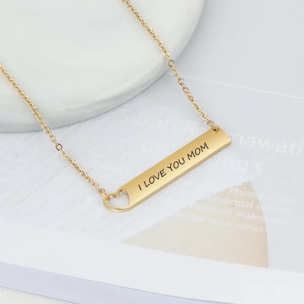 Personalized Engraved Name Bar Necklace Gold/Rose Gold Color Stainless Steel Custom Nameplate Pendant Anniversary Gift for Women - Image 3