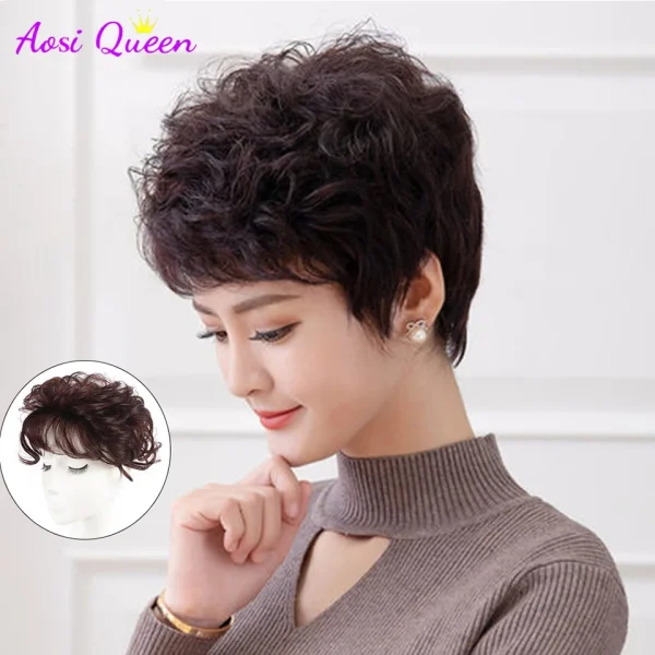 SyntheticAir Hair Bangs Edge Clipped In Bangs Extended Hair Piece Bangs Wig Cut Top Hair Loss To Cover Gray Hair Increase Volume - Image 4