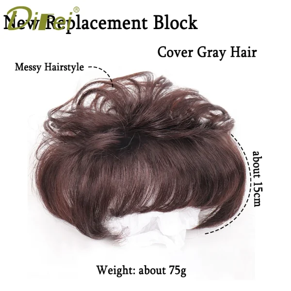 DIFEI Short Curly Hair The Top Of The Head Replacement Piece Hair Covering White Hair Black Color Wig Short Synthetic Wigs - Image 5