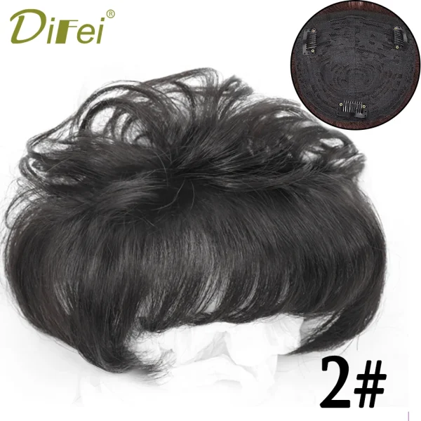 DIFEI Short Curly Hair The Top Of The Head Replacement Piece Hair Covering White Hair Black Color Wig Short Synthetic Wigs - Image 15