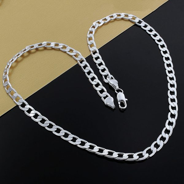 Street all-match 925 Sterling Silver plated 18K gold classic 8MM geometry bracelet neckalce for women men fashion jewelry set - Image 21