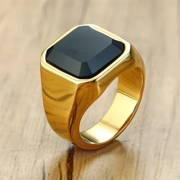 Vnox Casual Men Ring Red CZ Stone Square Top Stainless Steel Gold Color Daily Male Alliance Jewelry Size - Image 19