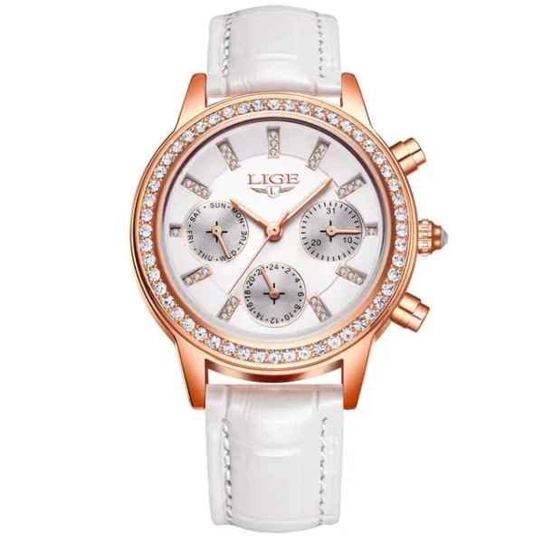 2023 LIGE Brand SUNKTA Women Watches Fashion leather Ladies Quartz Watch TOP Brand Luxury Dial Simple Rose Gold Women Watches - Image 9