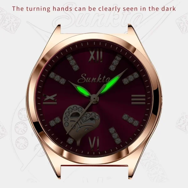 2023 LIGE Brand SUNKTA Women Watches Fashion leather Ladies Quartz Watch TOP Brand Luxury Dial Simple Rose Gold Women Watches - Image 2