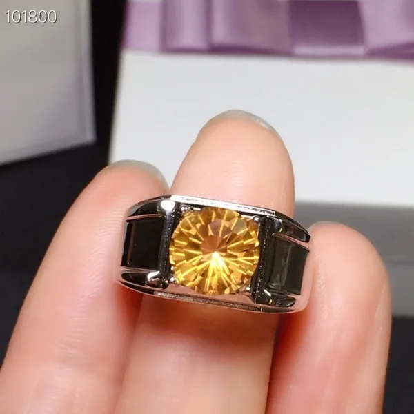 Classic Man Gemstone Ring for Daily Wear 8mm Natural VVS Grade Citrine Ring for Man Fashion 925 Silver Man Jewelry - Image 11