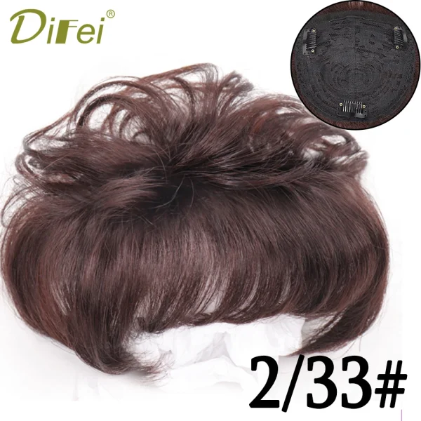 DIFEI Short Curly Hair The Top Of The Head Replacement Piece Hair Covering White Hair Black Color Wig Short Synthetic Wigs - Image 16