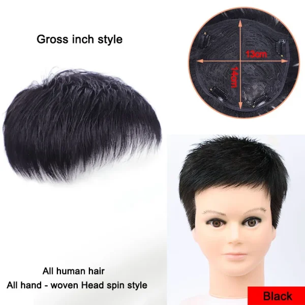 DIANQI Synthetic Natural Color Real Clip Wig For Men Breathable Hair net Base With Bangs Clip In Hair pieces - Image 2