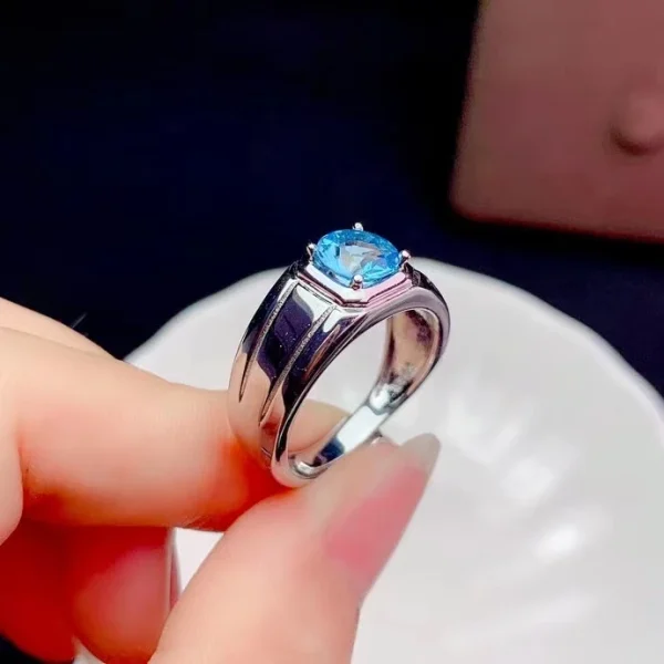 Newest Man Ring Muscular Character Natural Blue Topaz 7x7mm Size Gemstone Real 925 silver Fine Jewelry Birthday Party Gift - Image 15