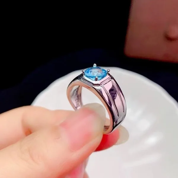 Newest Man Ring Muscular Character Natural Blue Topaz 7x7mm Size Gemstone Real 925 silver Fine Jewelry Birthday Party Gift - Image 14