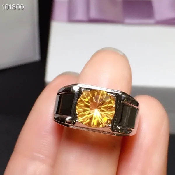 Classic Man Gemstone Ring for Daily Wear 8mm Natural VVS Grade Citrine Ring for Man Fashion 925 Silver Man Jewelry - Image 10