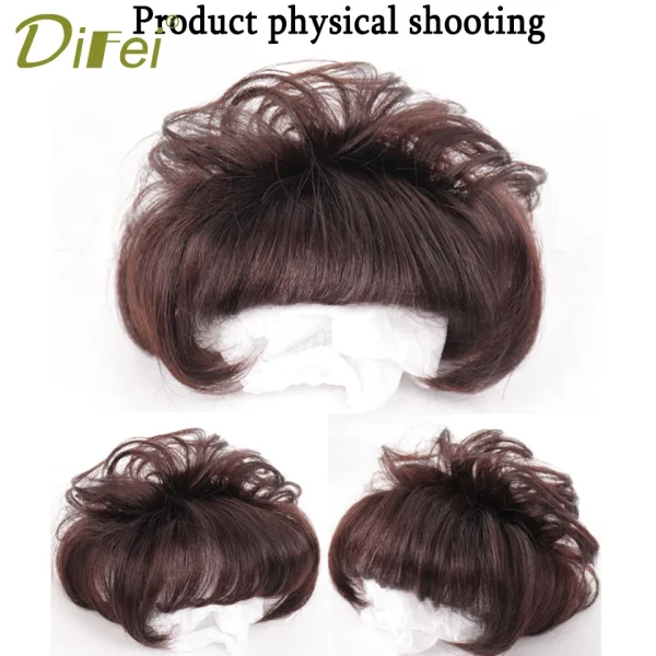 DIFEI Short Curly Hair The Top Of The Head Replacement Piece Hair Covering White Hair Black Color Wig Short Synthetic Wigs - Image 6