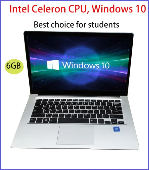 14inch Student Cheap Laptop 6GB RAM 64GB/128GB/512GB SSD HD Cam WiFi Bluetooth  Windows 10 Notebook Computer - Image 7