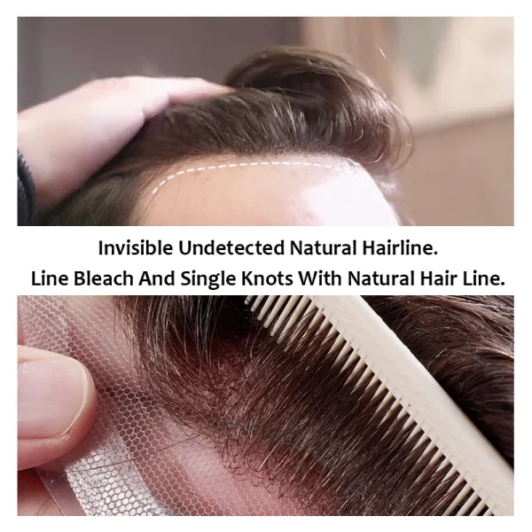 Male Straight Men Toupee Silk PU Base Natural Human Hair Wig Men's Capillary Prosthesis 100% Human Hair Systems Breathable Wigs - Image 12