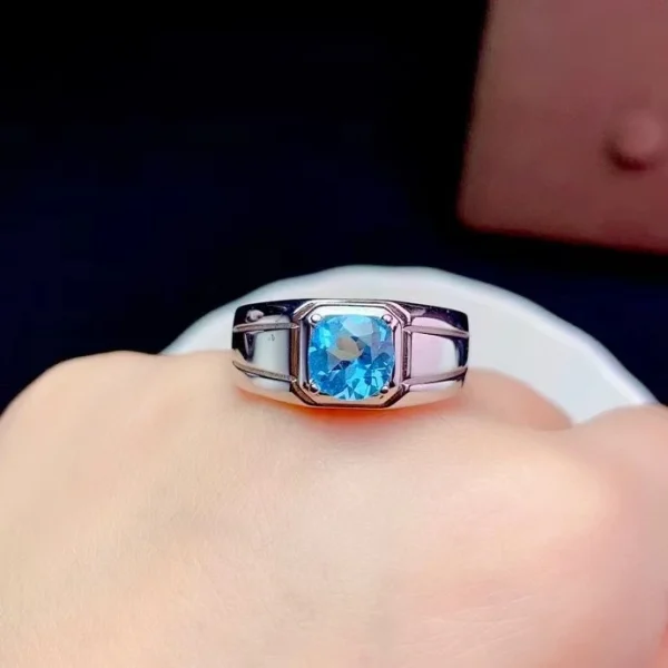 Newest Man Ring Muscular Character Natural Blue Topaz 7x7mm Size Gemstone Real 925 silver Fine Jewelry Birthday Party Gift - Image 13