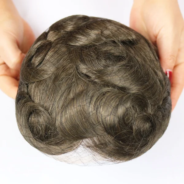 Natural Hairline Q6 Swiss Lace Front & PU Bleach Knot Prosthesis Breathable Hairpiece Grey 1B40 1B65 Human Hair Toupee For Men - Image 32