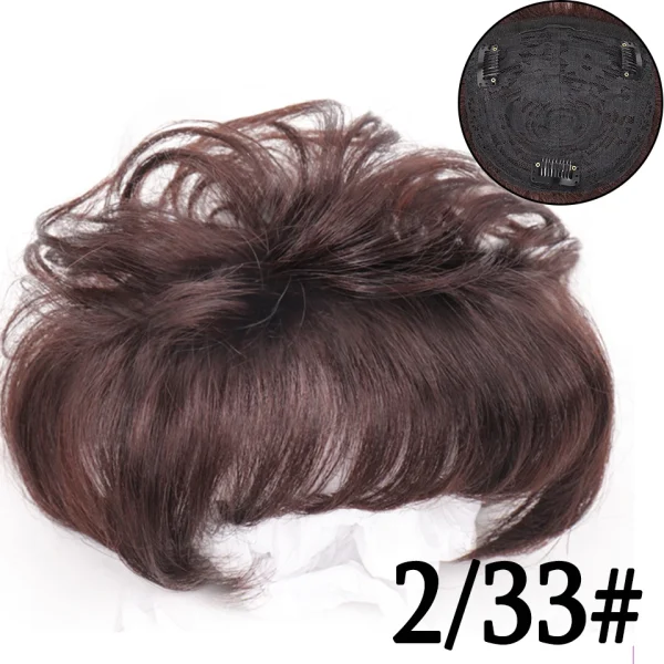 DIFEI Short Curly Hair The Top Of The Head Replacement Piece Hair Covering White Hair Black Color Wig Short Synthetic Wigs - Image 7