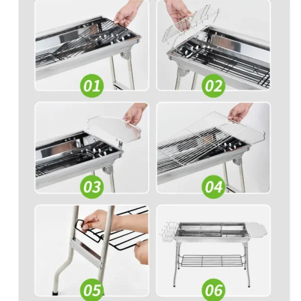 JOYLIVE Outdoor Stainless Steel Charcoal Grill Barbecue Tool Portable Free Installation Handle Folding  BBQ Cooking Grid  Park - Image 4