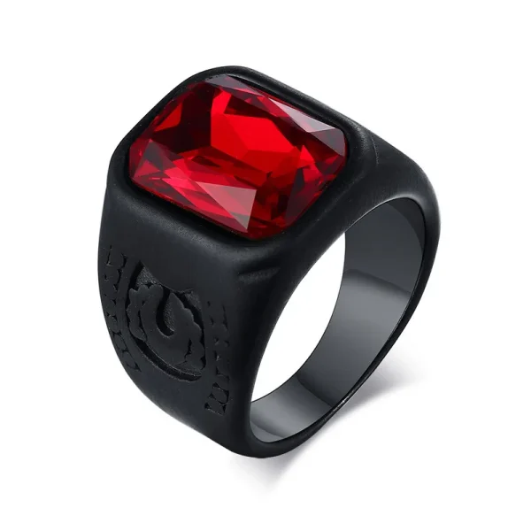 Vnox Casual Men Ring Red CZ Stone Square Top Stainless Steel Gold Color Daily Male Alliance Jewelry Size - Image 11