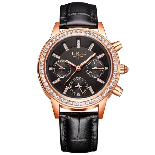 2023 LIGE Brand SUNKTA Women Watches Fashion leather Ladies Quartz Watch TOP Brand Luxury Dial Simple Rose Gold Women Watches - Image 13