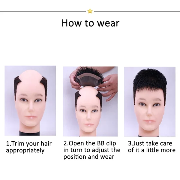 DIANQI Synthetic Natural Color Real Clip Wig For Men Breathable Hair net Base With Bangs Clip In Hair pieces - Image 10