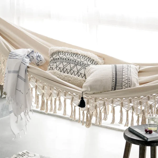 Large 2 Person Hammock Boho Style Brazilian Macrame Fringed Deluxe Double Hammock Net Swing Chair Indoor Hanging Swing delivery - Image 21