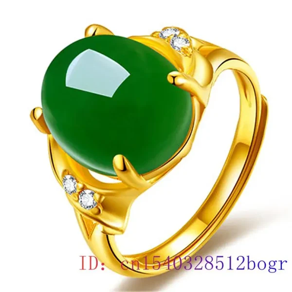 Green Jade Ring Charm 925 Silver Natural Fashion Zircon Gemstone Crystal Jewelry Chalcedony Amulet Men Gifts Women - Image 15