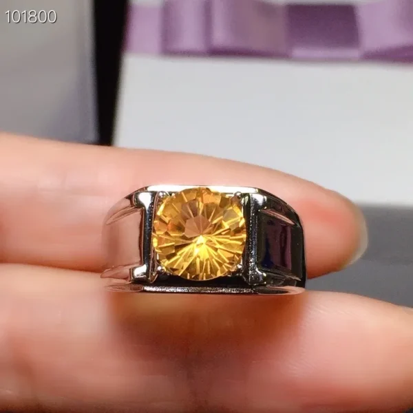 Classic Man Gemstone Ring for Daily Wear 8mm Natural VVS Grade Citrine Ring for Man Fashion 925 Silver Man Jewelry - Image 14