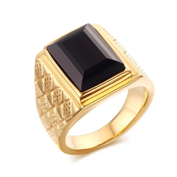 Vnox Casual Men Ring Red CZ Stone Square Top Stainless Steel Gold Color Daily Male Alliance Jewelry Size - Image 12