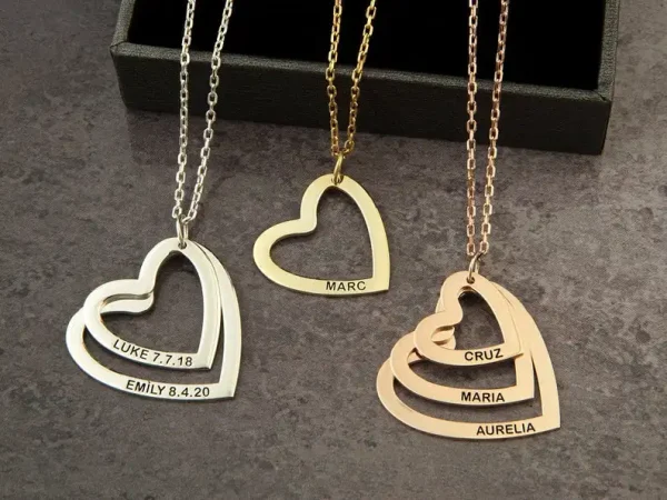 Personalized Engrave Names Heart Pendant Necklace Gold /Silver Color Customized Family Gifts for Woman Monther's Days Gift - Image 13