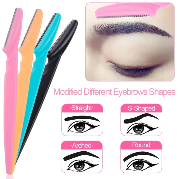 100PCS Eyebrow Shaper Portable Shaver Eye Brow Trimmer Shaping Scissors Cutter Woman Face Blade Shaper Hair Remover Makeup Tool - Image 2