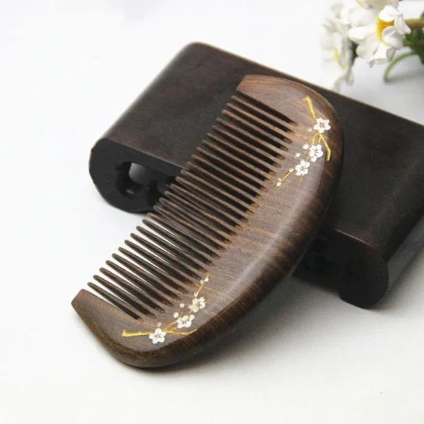 1pcs Natural Peach Wood Handcrafted Fine Tooth Comb Anti-Static Head Massage Classic Comb Hair Styling Hair Care Tool Gift - Image 8