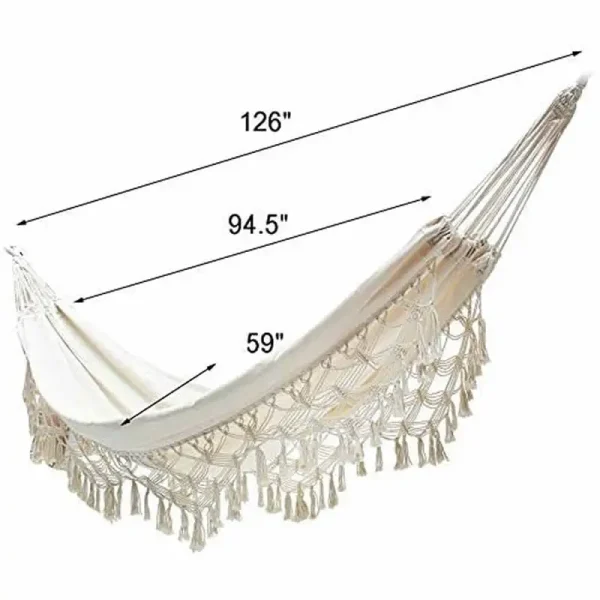 Large 2 Person Hammock Boho Style Brazilian Macrame Fringed Deluxe Double Hammock Net Swing Chair Indoor Hanging Swing delivery - Image 16