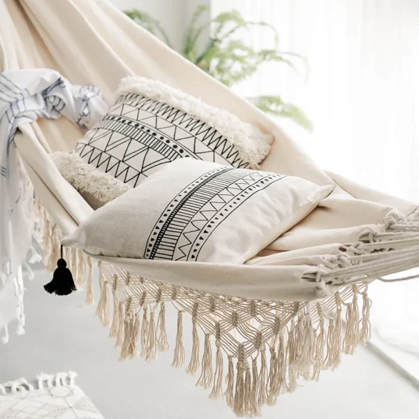 Large 2 Person Hammock Boho Style Brazilian Macrame Fringed Deluxe Double Hammock Net Swing Chair Indoor Hanging Swing delivery - Image 15