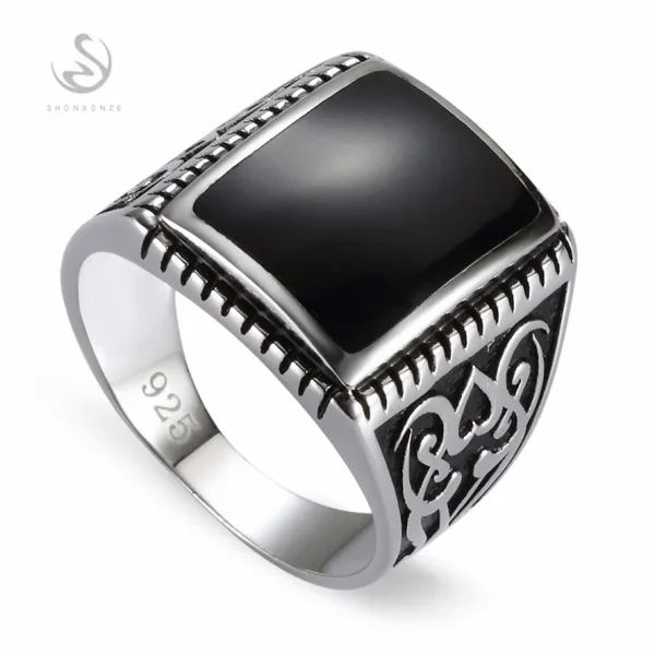 Eulonvan 925 Sterling Silver Jewelry & Accessories Finger Gothic Wedding Rings For Men Black Resin S-3807 Size 7 8 9 10 11 12 13 - Image 7