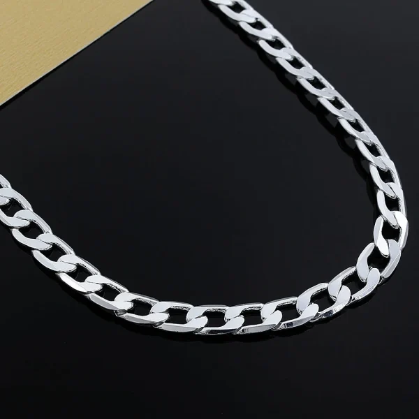 Street all-match 925 Sterling Silver plated 18K gold classic 8MM geometry bracelet neckalce for women men fashion jewelry set - Image 20