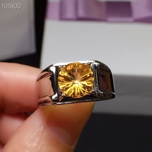 Classic Man Gemstone Ring for Daily Wear 8mm Natural VVS Grade Citrine Ring for Man Fashion 925 Silver Man Jewelry - Image 12