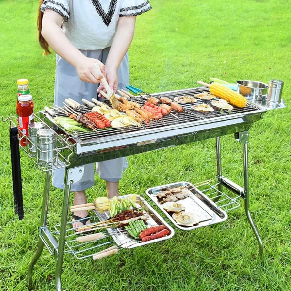 JOYLIVE Outdoor Stainless Steel Charcoal Grill Barbecue Tool Portable Free Installation Handle Folding  BBQ Cooking Grid  Park - Image 17