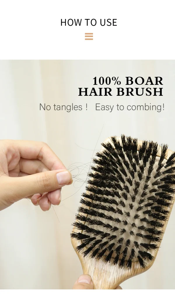 Boar Bristle HairBrush Wood Hair Brush Peine OAK Wood Combs for Women Barber Beauty Care Paddle Scalp Massage Brush - Image 28