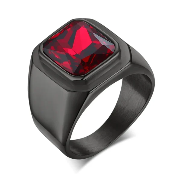 Vnox Casual Men Ring Red CZ Stone Square Top Stainless Steel Gold Color Daily Male Alliance Jewelry Size - Image 23