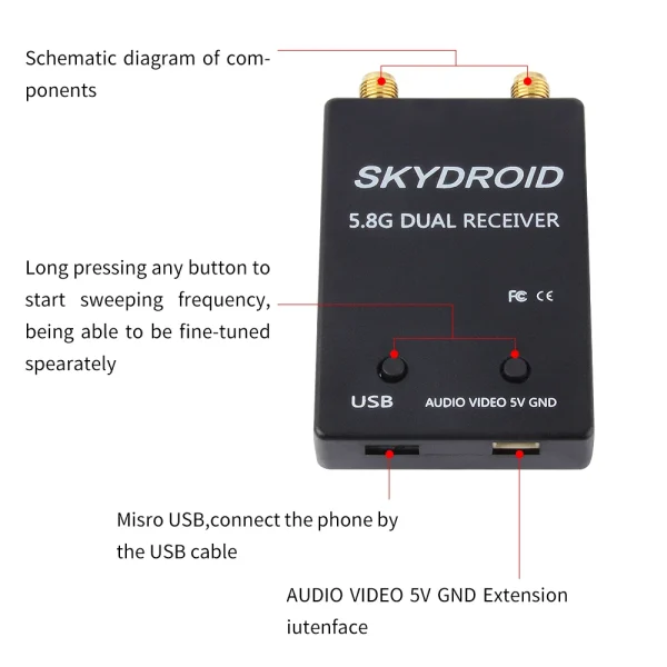 Skydroid 5.8Ghz 150CH Smartphone FPV Receiver True Diversity UVC OTG for Android Tablet PC VR Headset Parts System RC Drone - Image 17